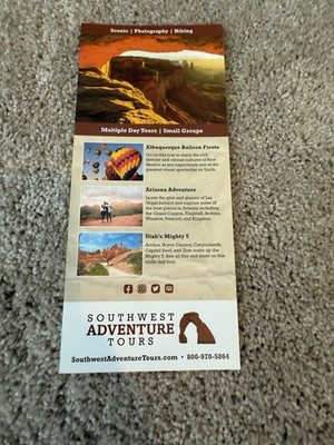 Southwest Adventure Tours Phamlet Flyer Brochure New Mexico Arizona Utah