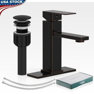 Bathroom Faucet Set Oil Rubbed Bronze Easy Install Includes Drain Supply Lines