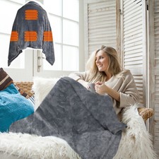 USB Heated Blanket Shawl,Wearable Electric Blanket w/ 3 Heating Levels Heated