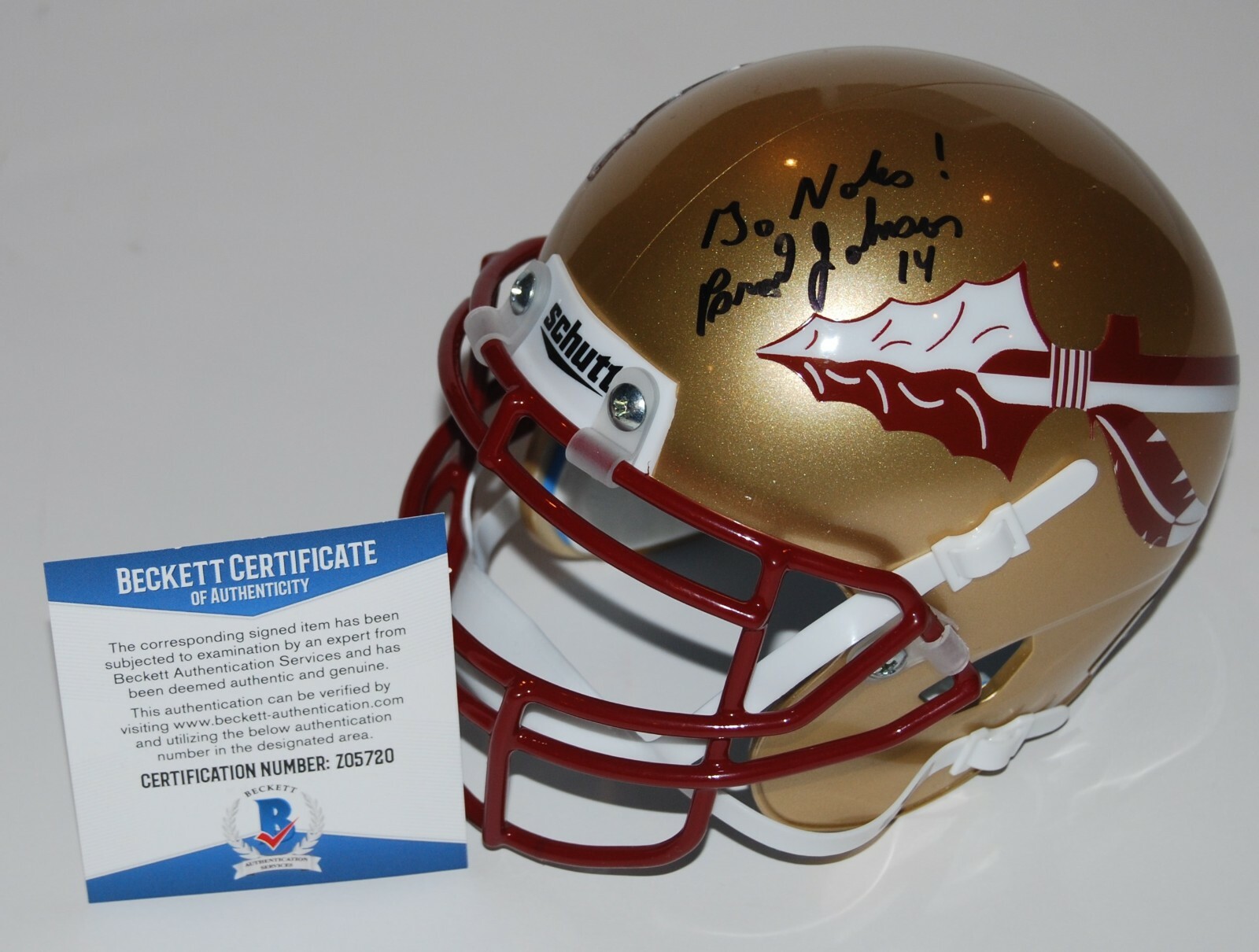 Brad Johnson Autographed Signed Florida State Seminoles ( mini football helmet BECKETT Z05720 