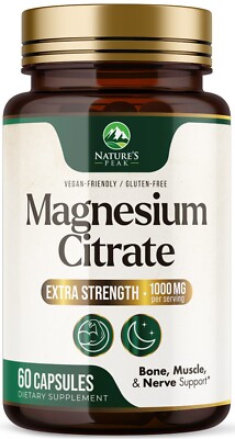 Magnesium Citrate 1000mg Capsules - Extra Strength Magnesium Supplement