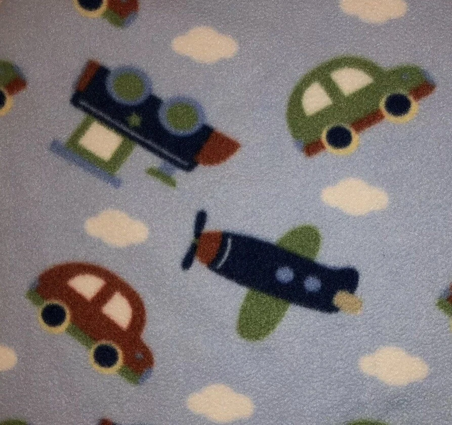 Manta Garanimals Azul Vehículos Bebé Coches Trenes Vellón Borde Cosido Lovey Foto 3 de 4