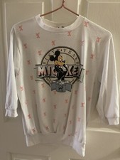 1987 Mickey Mouse Crewneck Sweatshirt Disney White 60 Years 80s Anniversary 38w