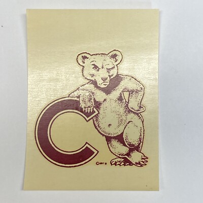 Vintage 1950s Cornell Big Red Bears University Decal  2.5x3.5 In