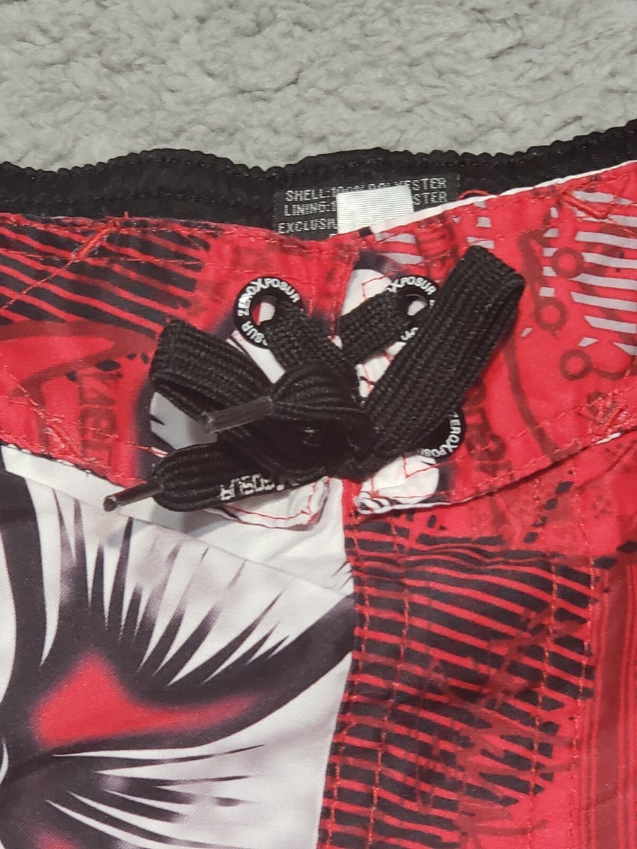 Zero Xposur Swim Trunks Boys Large Red Floral Board Shorts Bathing