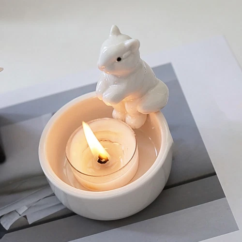Squirrel Candle Holder Cute Grilled Animal Aromatherapy Candle Shelf Decor Gift - Bild 6 von 8