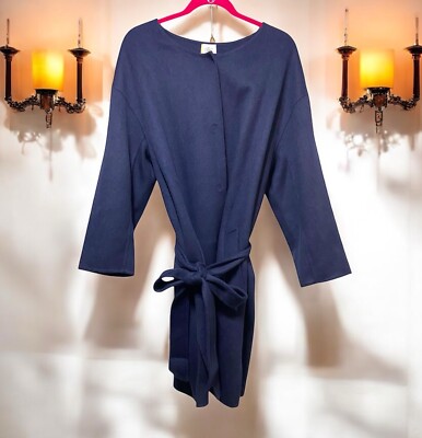Isaac Mizrahi Women s Ultra Soft Cozy Blue Wool Blend Large Jacket Coat & Belt