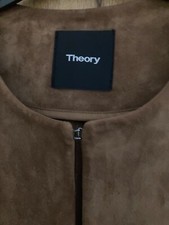 Theory Womens Alvington Benna Brown Suede Coat Small