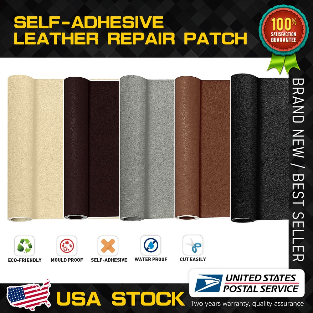 1.7sqft Leather Repair Kit Self-Adhesive Patch Stick on Sofa Clothing Car Beige