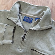 Pendleton Mens Med 1/4 Zip Cotton Pullover Sweater MSRP 119 Zip Pocket Green