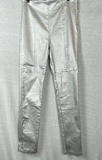 Fashion Nova Silver Faux Leather Skinny Pants Size M Medium 28/x27 Women's