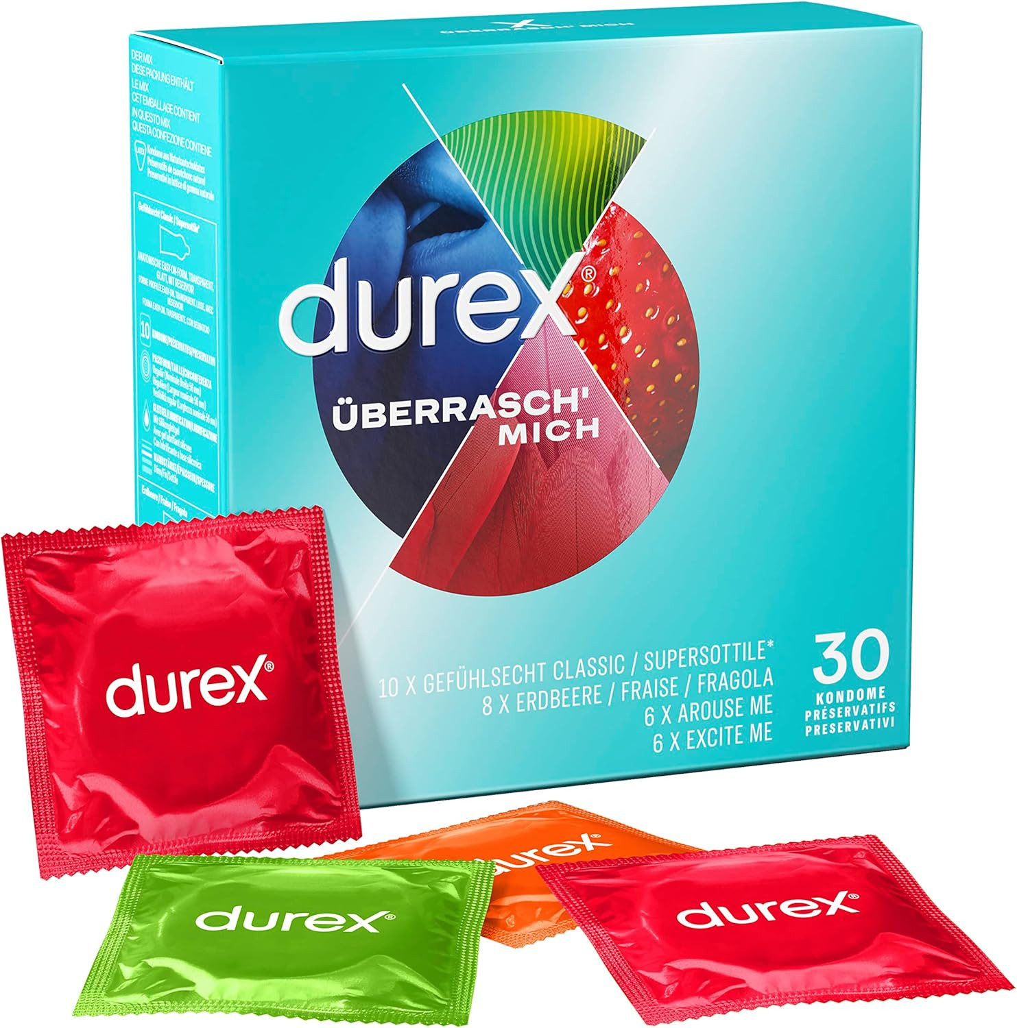 Durex Überrasch Mich Kondome-Mix – Mischung Mit 4 Verschiedenen Kondom-Sorten Zu