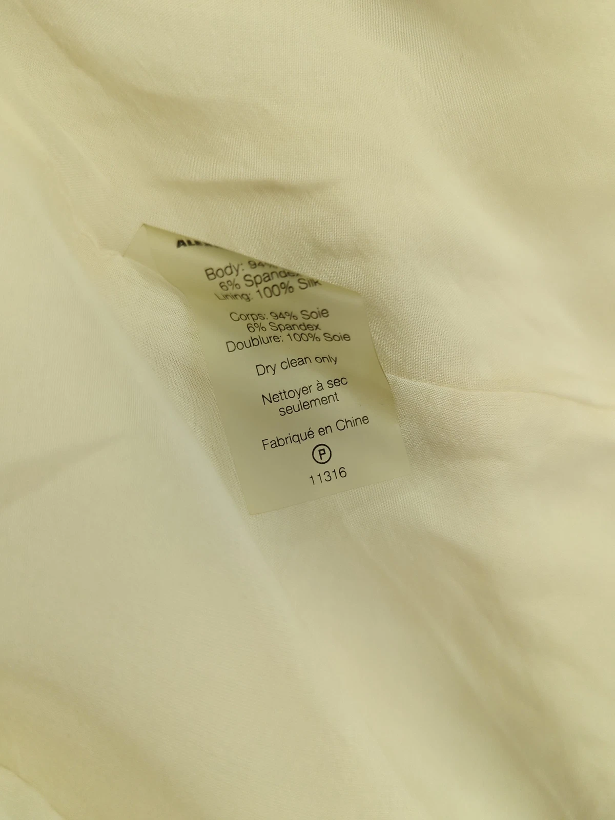 Top donna Alexander Wang XS panna seta con spandex manica lunga scollo a V tunica