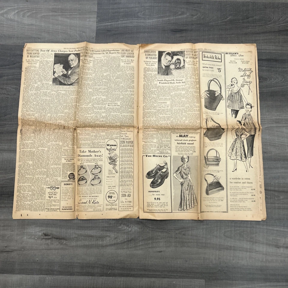 Periódico Baltimore Sun 16 de abril 1954 Orioles Memorial Stadium Opener Foto 2 de 4