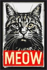 MEOW. Metal Poster Sign Art for Cat Lovers and Pet Owners