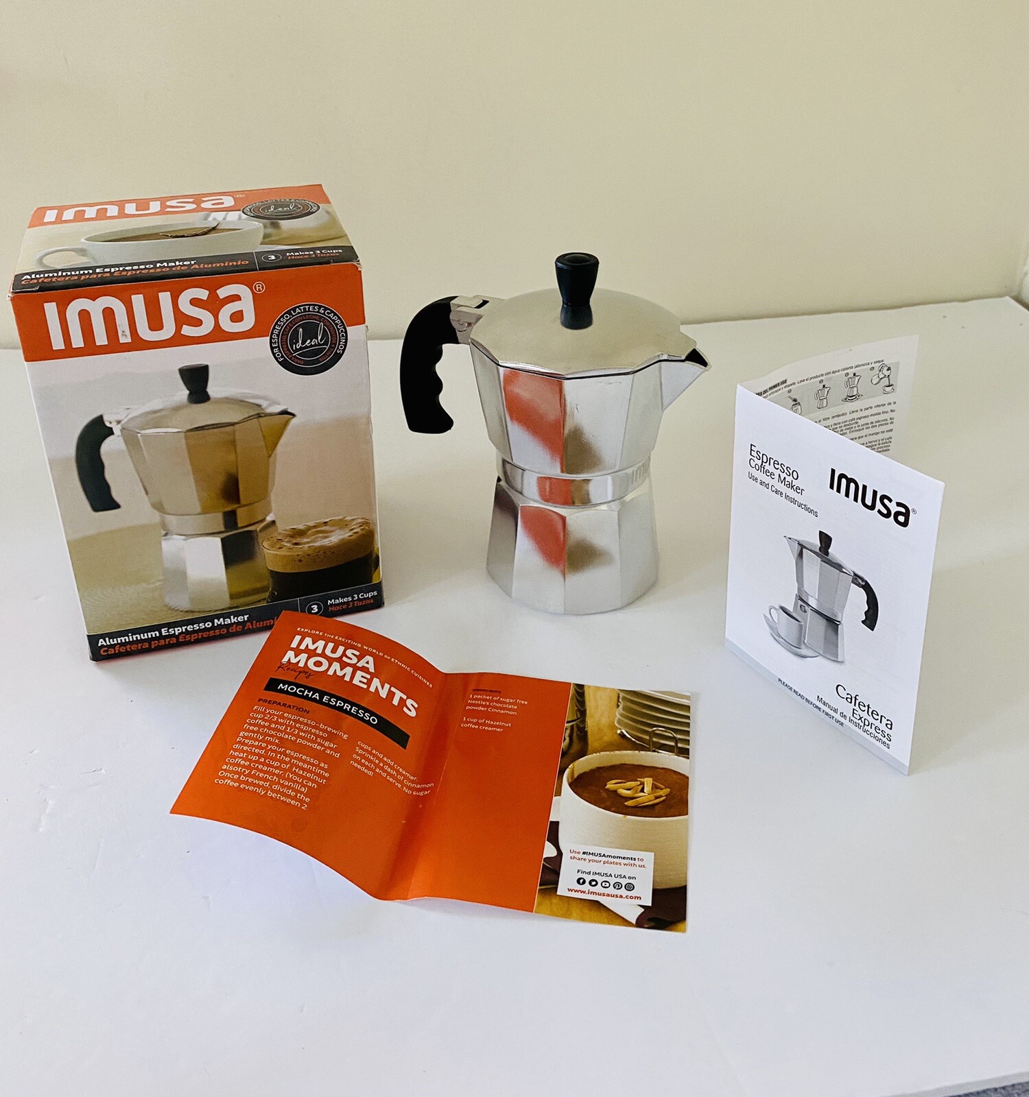  3 Cups Imusa stove-top Aluminium Espresso Coffee Maker