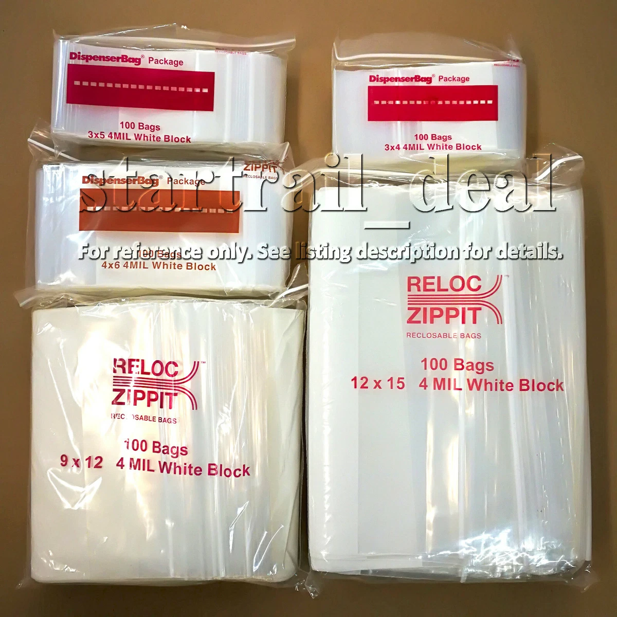 2 Mil 2 x 3 Clear with White Block Resealable Poly Bags, Pack of 100