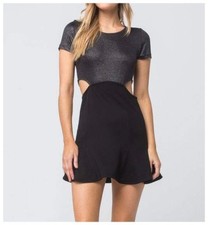 Metallic Fit & Flare Side Waist Cutout Dress Free Flow Sparkling People Shiny S