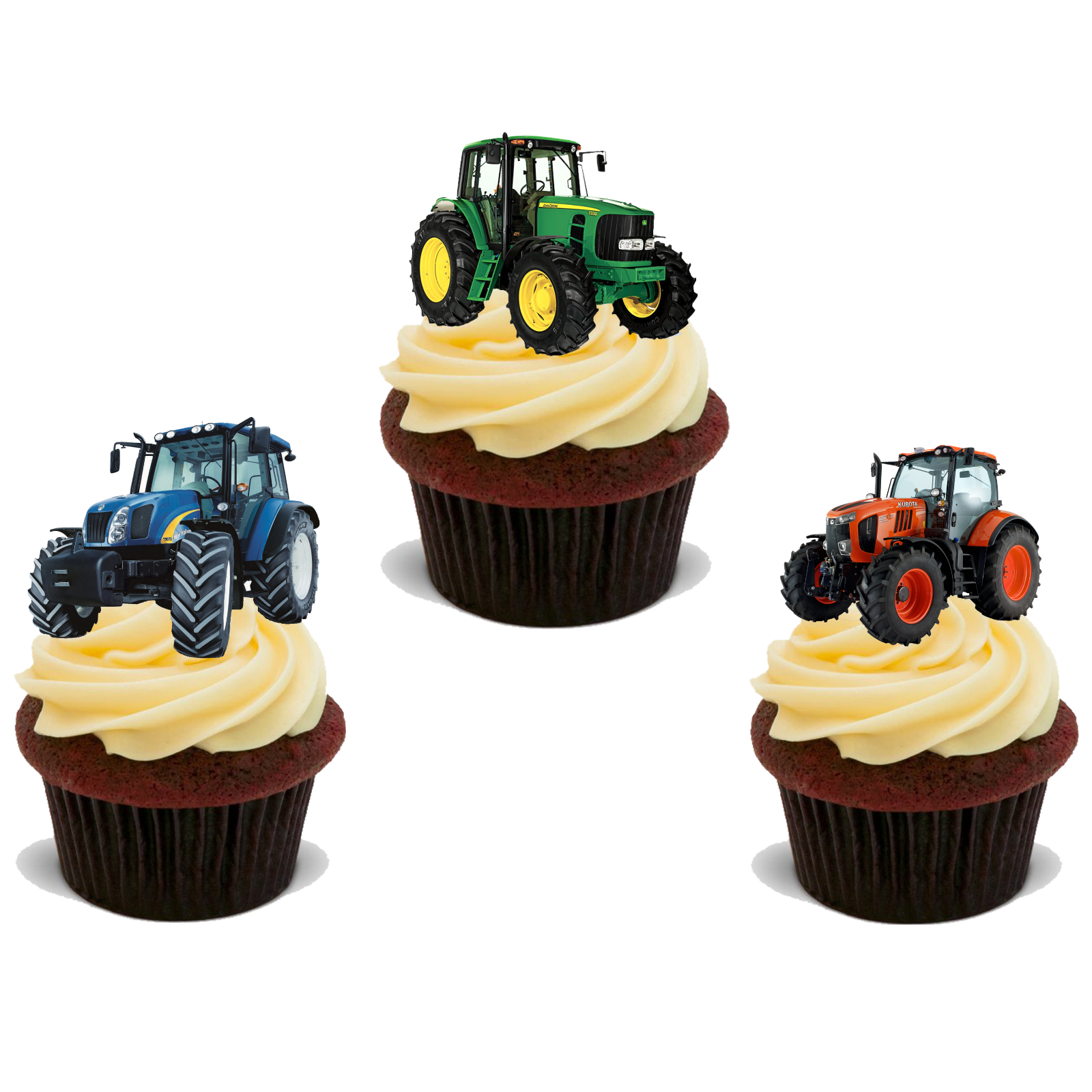 30x MIXED TRACTORS Premium Edible Stand Up Rice Wafer Cup Cake Toppers FARM D6