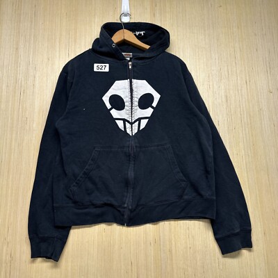 Vintage Bleach Hoodie Adult Size Medium Black Long Sleeve Mens