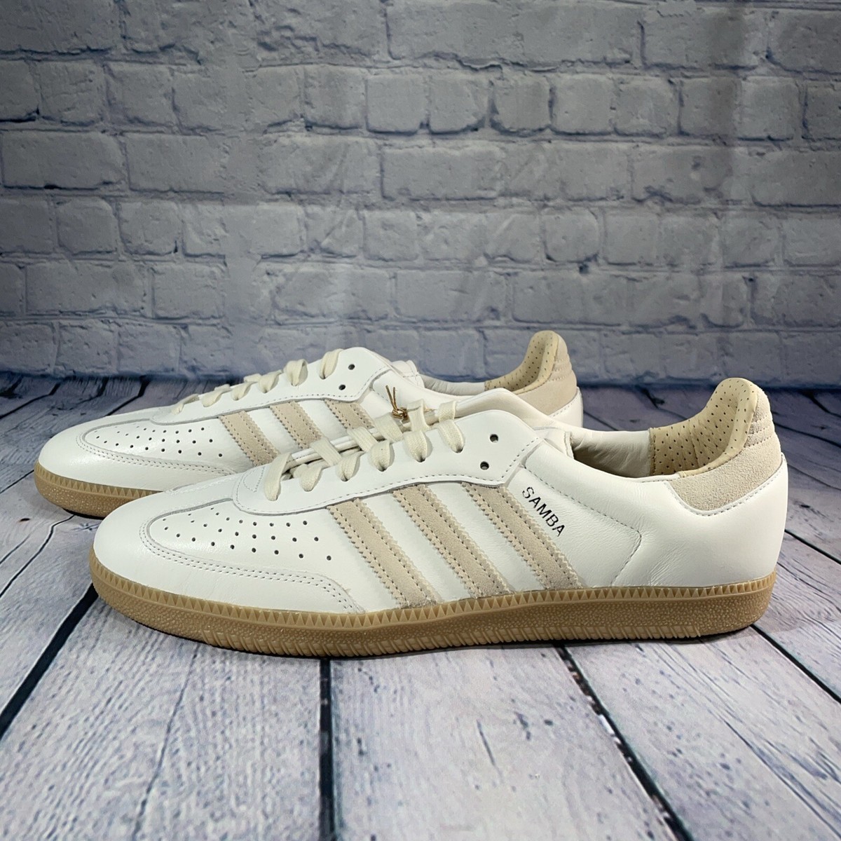 adidas Samba OG Shoes White Magic Beige Gum Leather IG1376 adidas Samba OG Shoes White Magic Beige Gum Leather IG1376