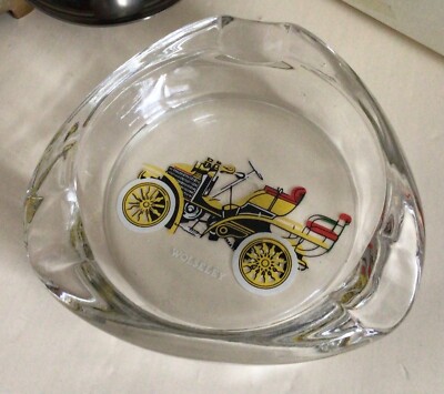 Vintage Glas Aschenbecher/Schmuckstück/Münzschale mit Wolseley Auto Automobile