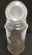 VTG 1982 Planters Mr Peanut Glass Jar 8.5 Jar w Lid Wheat Pattern Anchor Hocking