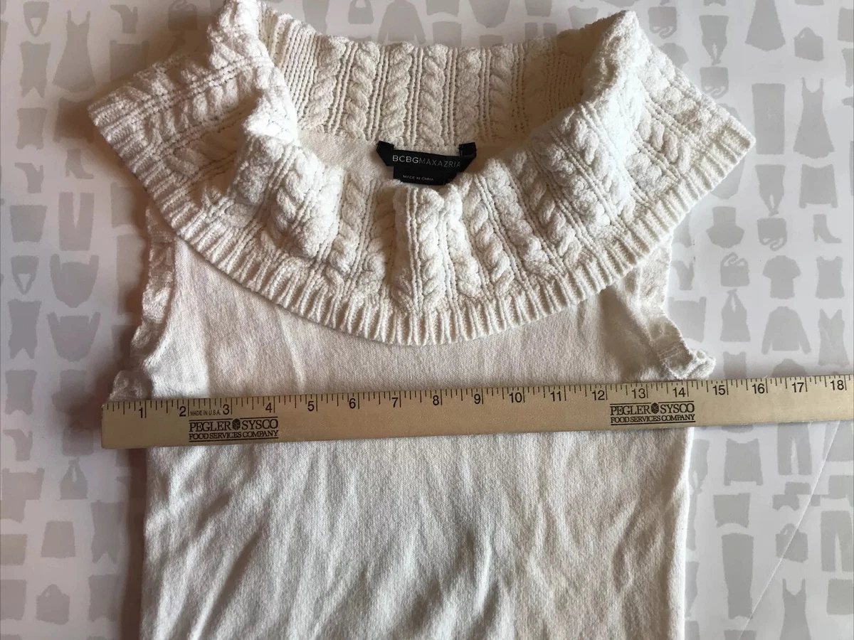 BCBGMaxazria Womens Cream Sleeveless Turtleneck Sweater Size M