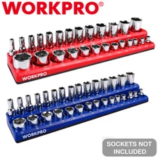WORKPRO 3/8" Magnetic Socket Organizer Set 2PCS SAE & Metric Socket Holder Carts