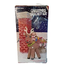 Vintage Vogart Crafts Christmas Crochet Kit #3205 Rudolph New Sealed Pack
