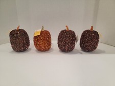 4 Glitter Small Pumpkins  Fall Halloween Decor Sparkles Bling Decor Lightweight