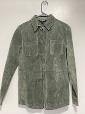 Chadwicks Of Boston Leather Suede Heavyweight Shirt Jacket Green Size Med Great