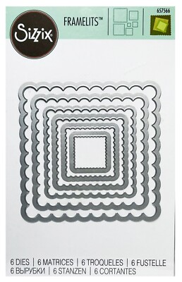 Sizzix Framelits Scallop Squares 6pc set #657566 Retail $22.99 6