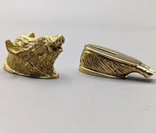 SET FOREST BOAR BRONZE BRASS FINGER GUARD BOLSTER POMMEL CUSTOM KNIFE HANDLE HMD