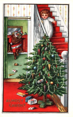 Santa on Christmas - Almost Caught Santa Postcard unposted