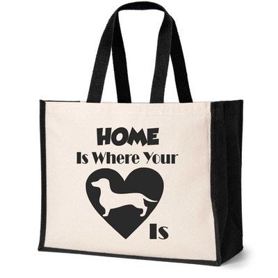 Home Is Where The Dackel Is Tragetasche Hundeliebhaber Damen Canvas Shopper