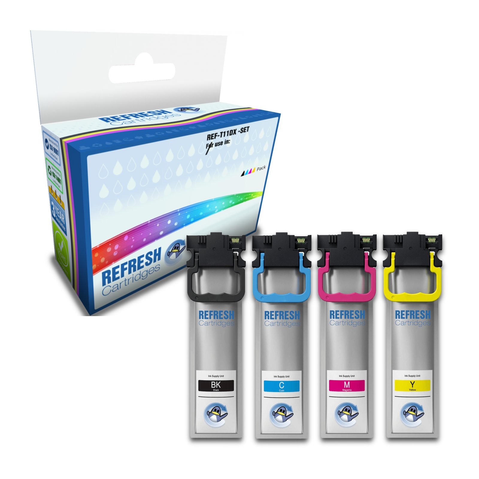 Refresh Cartridges Full Set Pack T11D1/2/3/4 Ink Compatible With Epson Printers