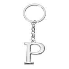 Initial Letter Key Chain Letter P Key Chain Pendant Key Ring Silver