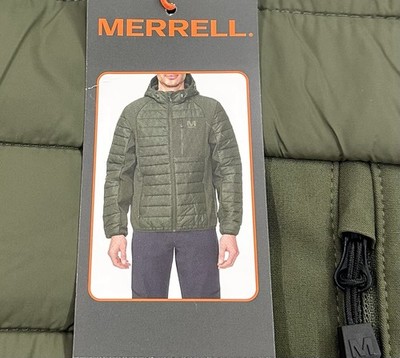 Merrell Men's Full Zip Hood Puffer Jacket, Green, Size XL