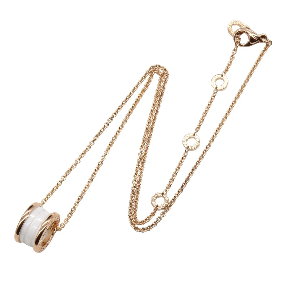 BVLGARI B-zero1 Collar Colgante Cerámica Oro Rosa 18KPG Blanco Usado Unisex Foto 2 de 4