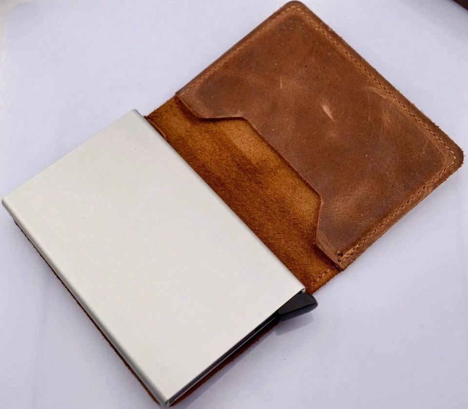 Secrid SV Men's Aluminium Slim Wallet Vintage Brown RFID Safe Card Case - Image 2 of 3
