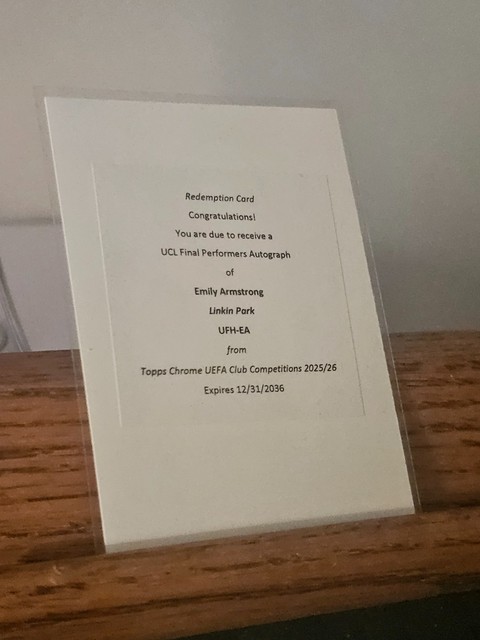 Topps Chrome UCL Final Performers Auto Redemption Linkin Park Emily Armstrong