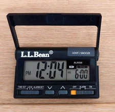 LL Bean AS313E Folding Travel Alarm Clock, Digital with Light, Snooze Function