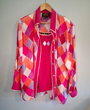 Vintage Bob Mackie Wearable Art 2pc Silk Blouse Tank Set Size Large