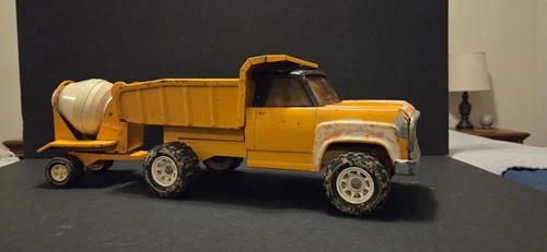 1975 Tonka Orange Dodge Dump Truck & Cement Mixer Trailer Vintage