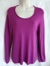 EAST Purple Knit Jumper Top Size 12 Wool Cashmere Angora Mix Round Neck Magenta