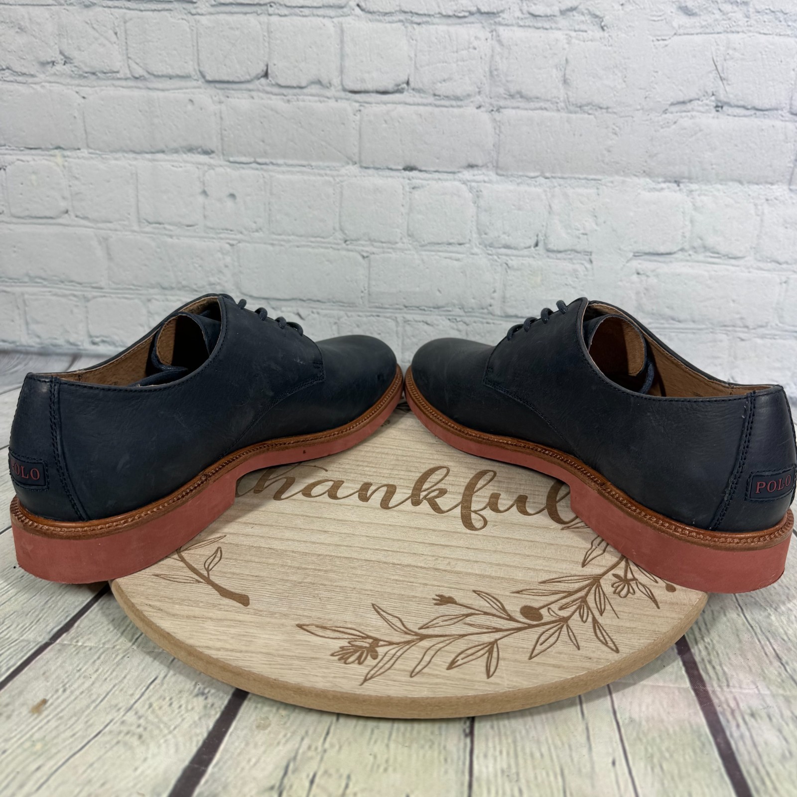 Polo Ralph Lauren Torrington NT Navy Blue Leather Oxford Bucks Size 9 D Shoes thumbnail 5