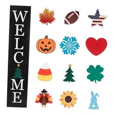 Interchangeable Welcome Sign for Front Porch- 45"X9" Large Black