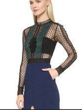 Lace Trimmed Black Navy Self Portrait Dress New with tags MSRP 440