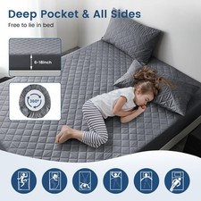 Waterproof Mattress Protector Quilted Fitted Mattress Cover 18" Deep Pocket